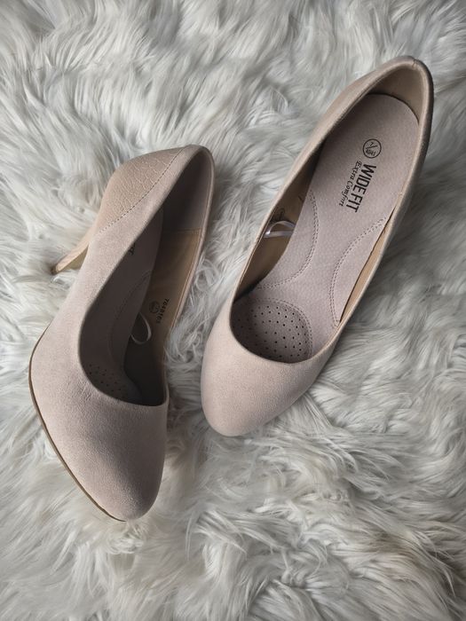 Buty ślubne weselne jasny róż WideFit extra comfort r. 40/41