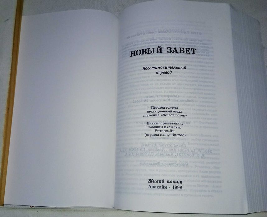 Новый Завет. Живой поток. Анахайм.