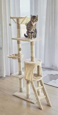 Drapak dla kota wysoki beżowy 5 poziomów 138cm