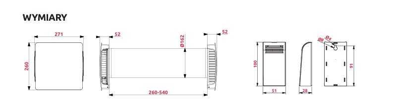 Rekuperator ścienny Decentralny AWENTA AHRE160 EASY WIFI montaż