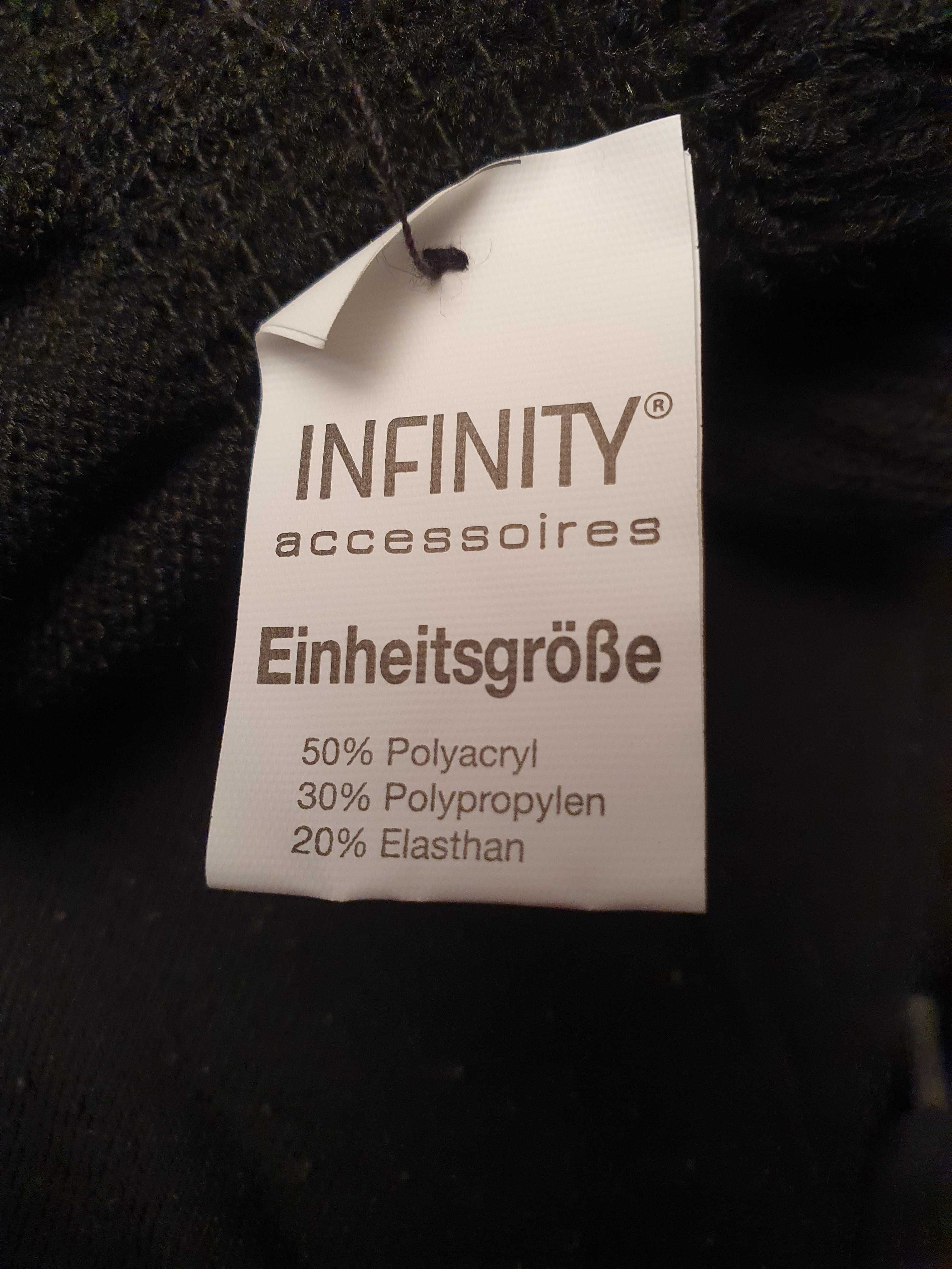 Nowe czarne rękawiczki ze srebrnymi ozdobami - kropeczkami. Infinity