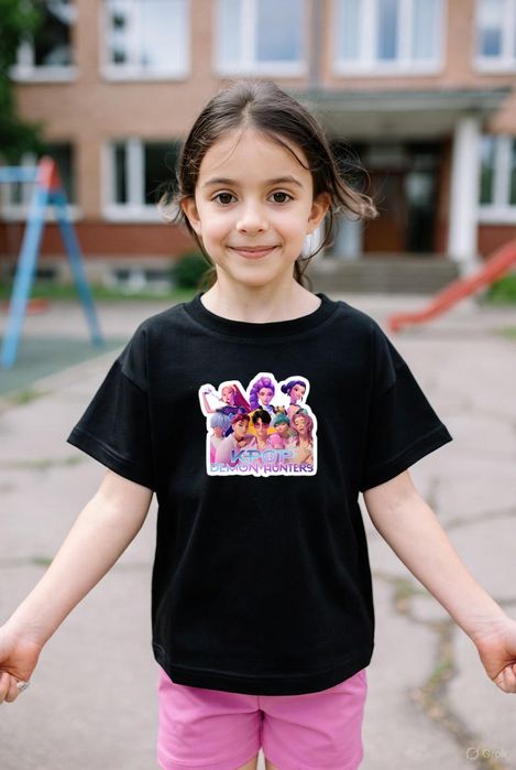 Koszulka dziecięca czarna z motywem kpop demon hunters - K-Pop 152