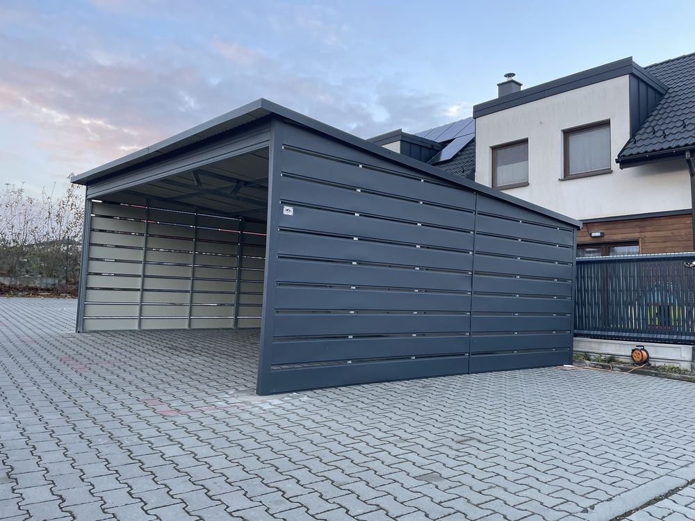 Wiata samochodowa 6x6, grafit mat, antracyt. PRODUCENT.