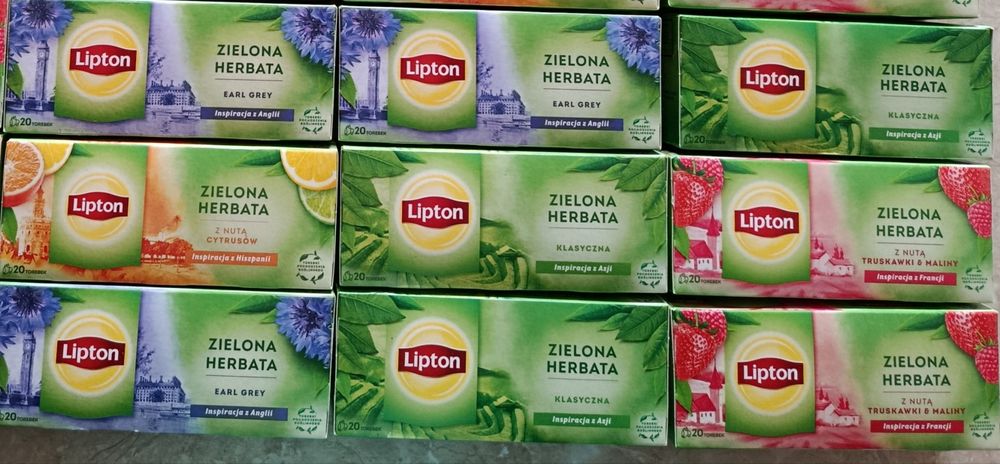 9 herbat zielonych Lipton - termin ważności 2026