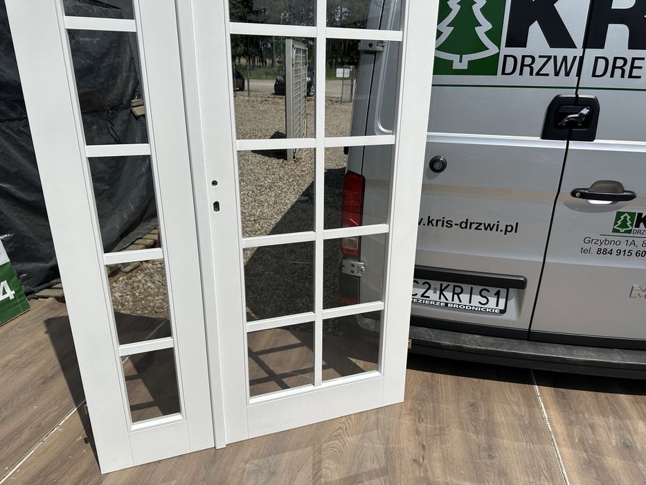 Drzwi drewniane dwuskrzydłowe NA WYMIAR białe dostawa  cała Polska