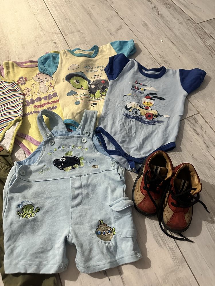 Zestaw chlopiec zestaw paka 10szt 74/80 plus buty Bartek rozmiar 19