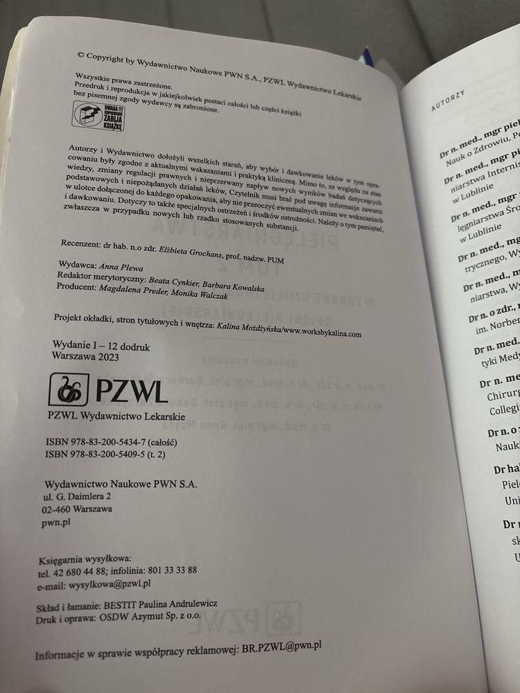 Książki Podstawy Pielegniarstwa Tom 1 i 2