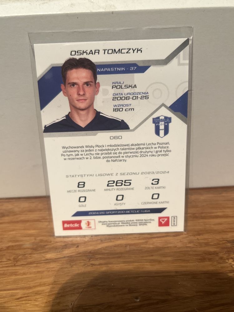 Karta Oskar Tomczyk Wisła Płock /45.