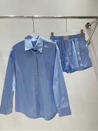 Костюм Alexander Wang | блакитний костюм з сорочкою | костюм з шортами