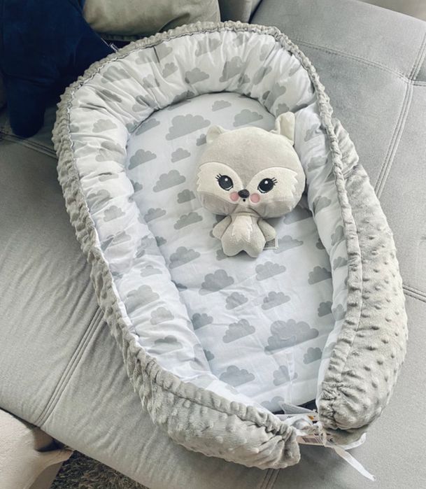 Kokon gniazdo dwustronny dla niemowlaka noworodka otulacz welur