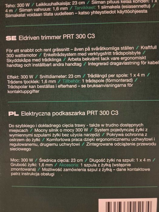 Parkside PRT 300 C3 elektryczna podkaszarka