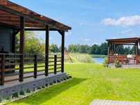 Lawendowe domki nad jeziorem Roś, Mazury, balia z hydromasażem