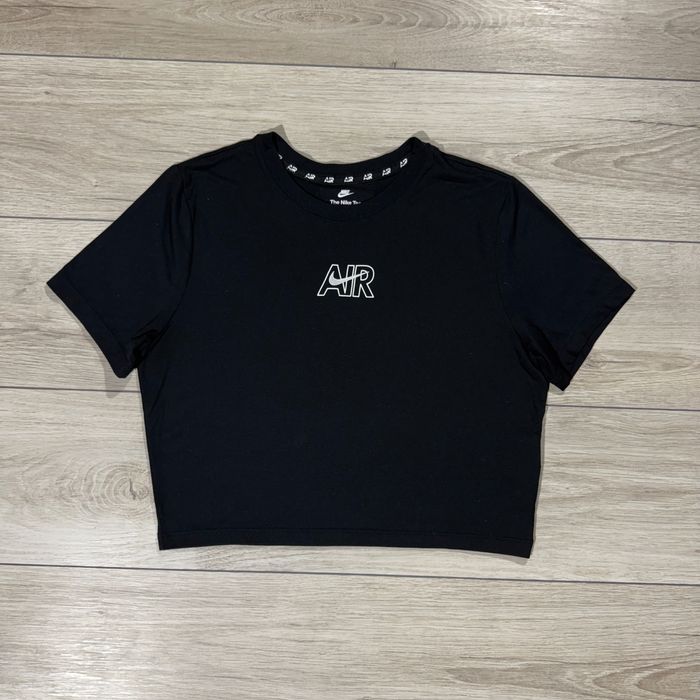 Нова Жіноча Чорна Кроп Футболка Найк Айр Nike Air Fit, L, Оригінал
