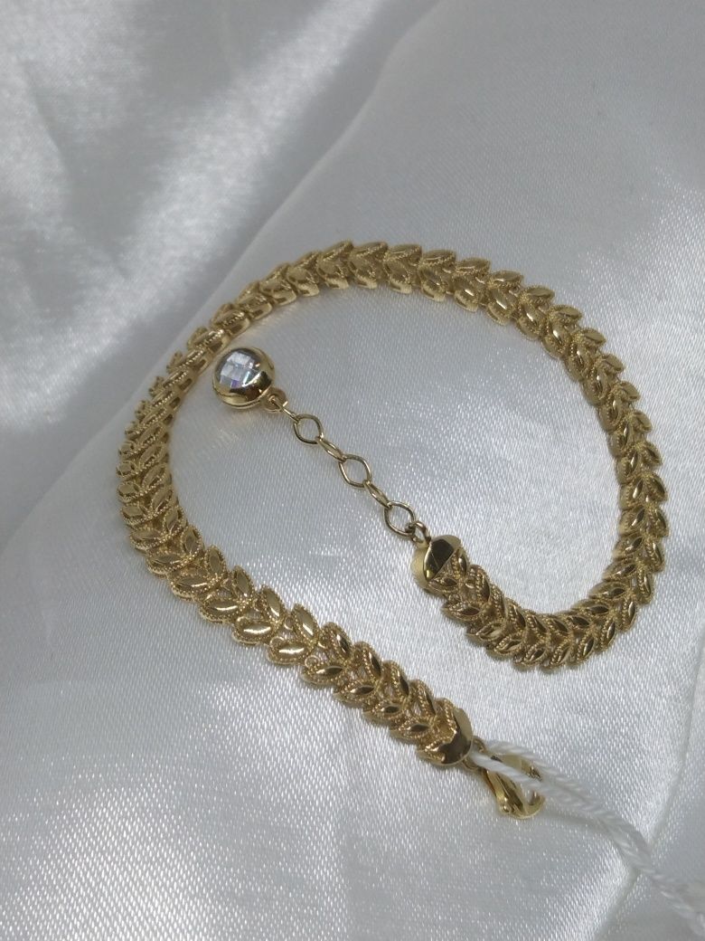 Śliczna złota damska bransoletka, złoto 585; 18,5 cm
