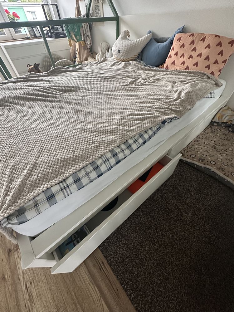 MALM łóżko 160x200 z 4 pojemnikami + materac