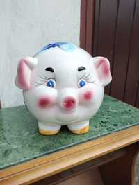 stara porcelanowa świnka skarbonka duża nr 2