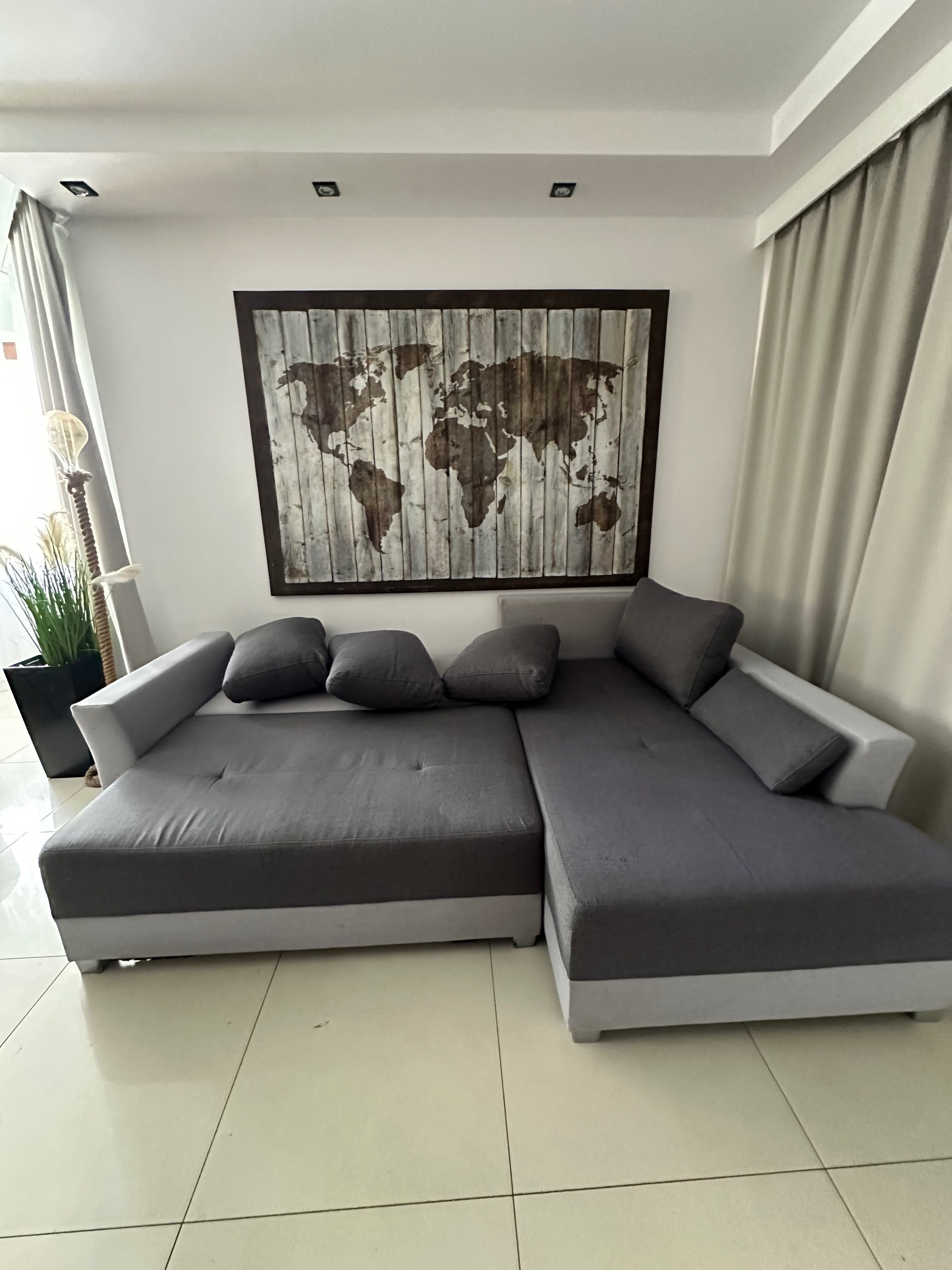 Dowóz transport Narożnik szary sofa kanapa lozko poduchy