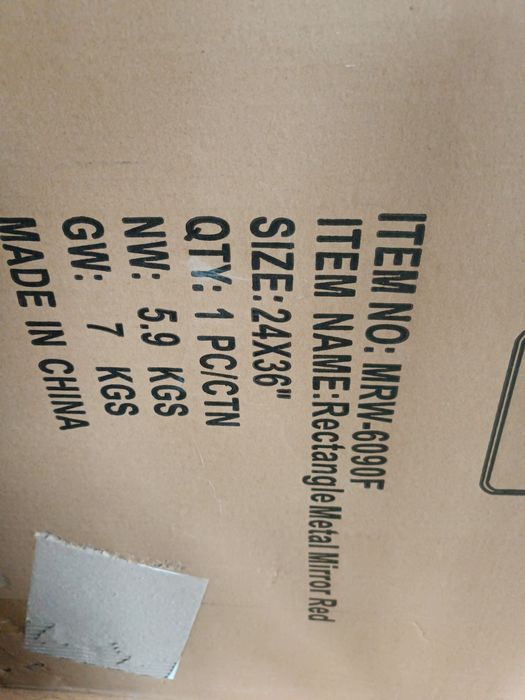 Lustro ścienne prostokątne 60x90 cm klasyczne czerwona rama