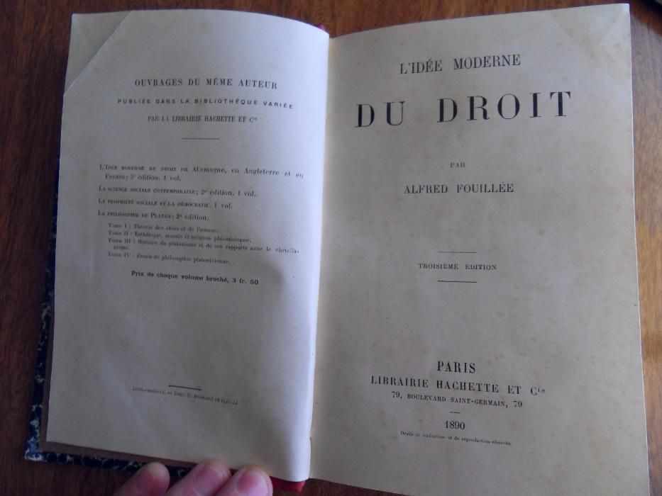 Alfred Fouillée Du Droit e diccionario de medicina popular CHERNOVIZ