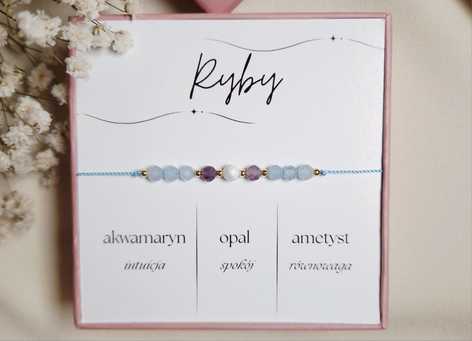 Bransoletka znak zodiaku baran, waga, lew, skorpion,  rak, ryby srebro