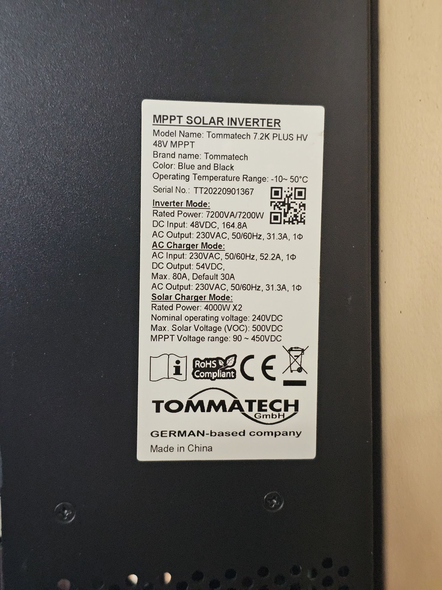 Гібридний інвертор Tommatech PLUS 7.2kW 48V / 2 MPPT 8000W
