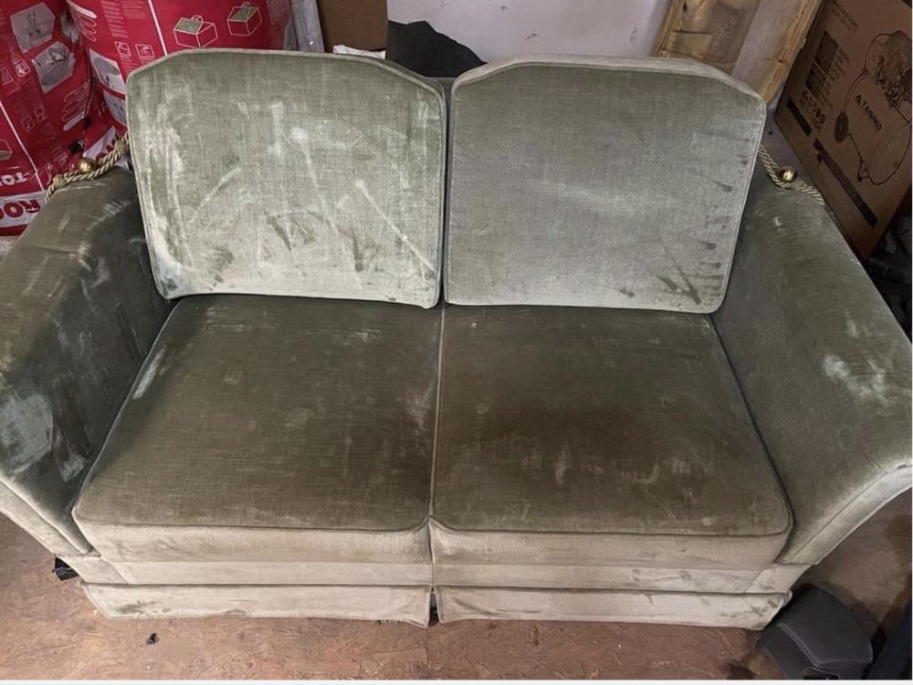Sofa 2 osobowa velvet zielona kanapa stara antyk