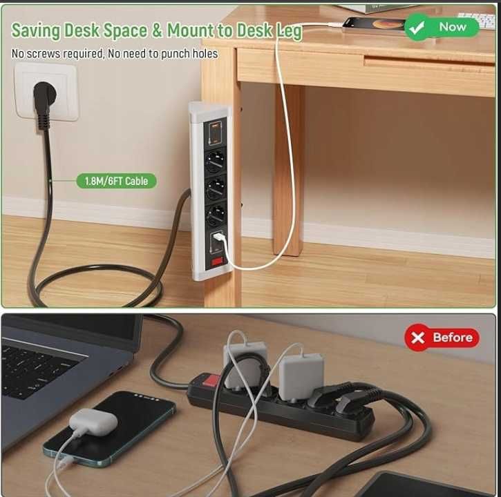Gniazdo Stołowe 2 USB C PD 40 W 2 USB A z Przełącznikiem do Domu Biura