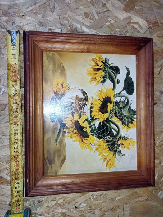 Obraz reprodukcja vintage PRL ,,słoneczniki,, 38 x 30