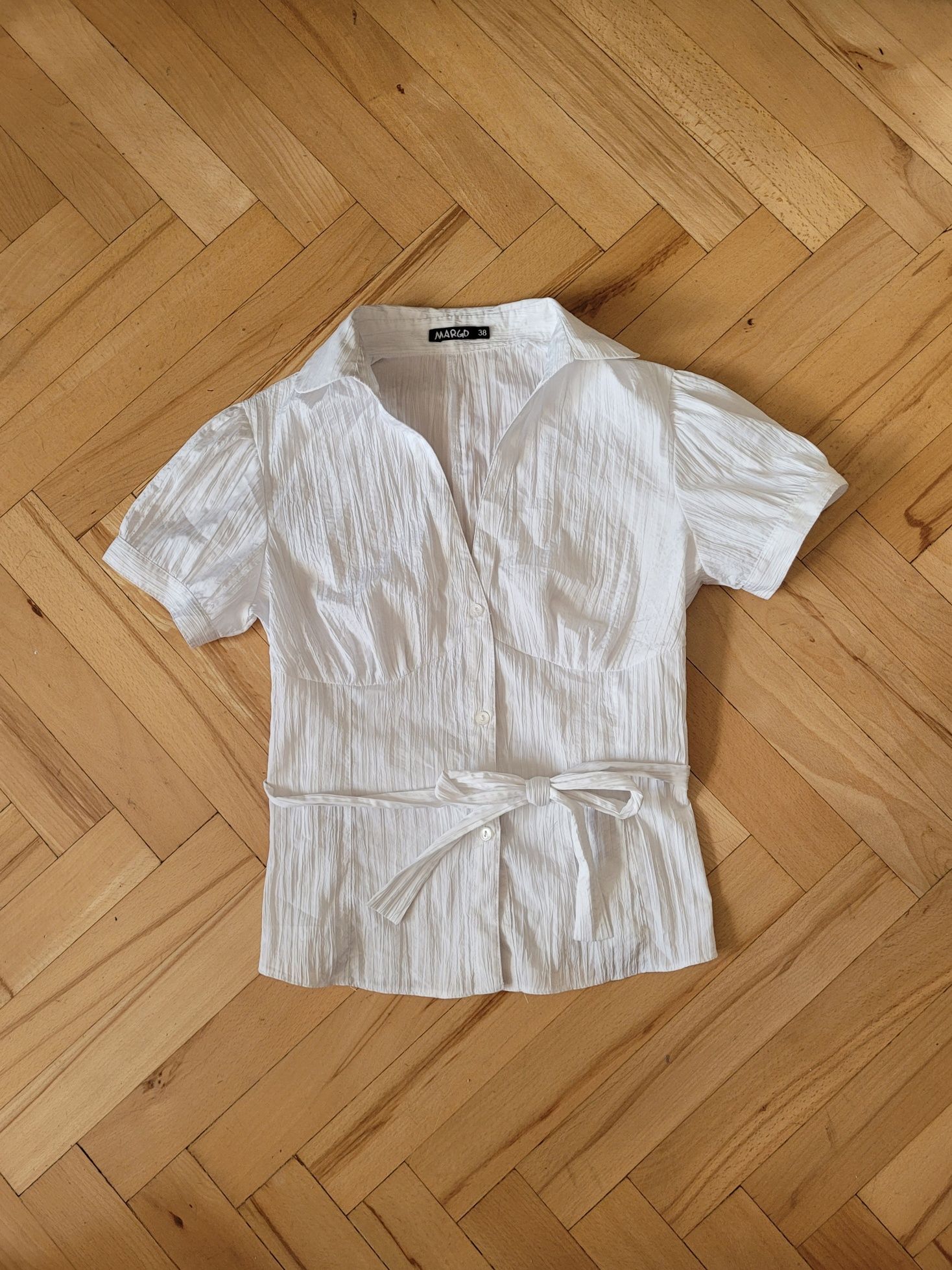 Bluzka damska 38 koszula biała krótki rękaw