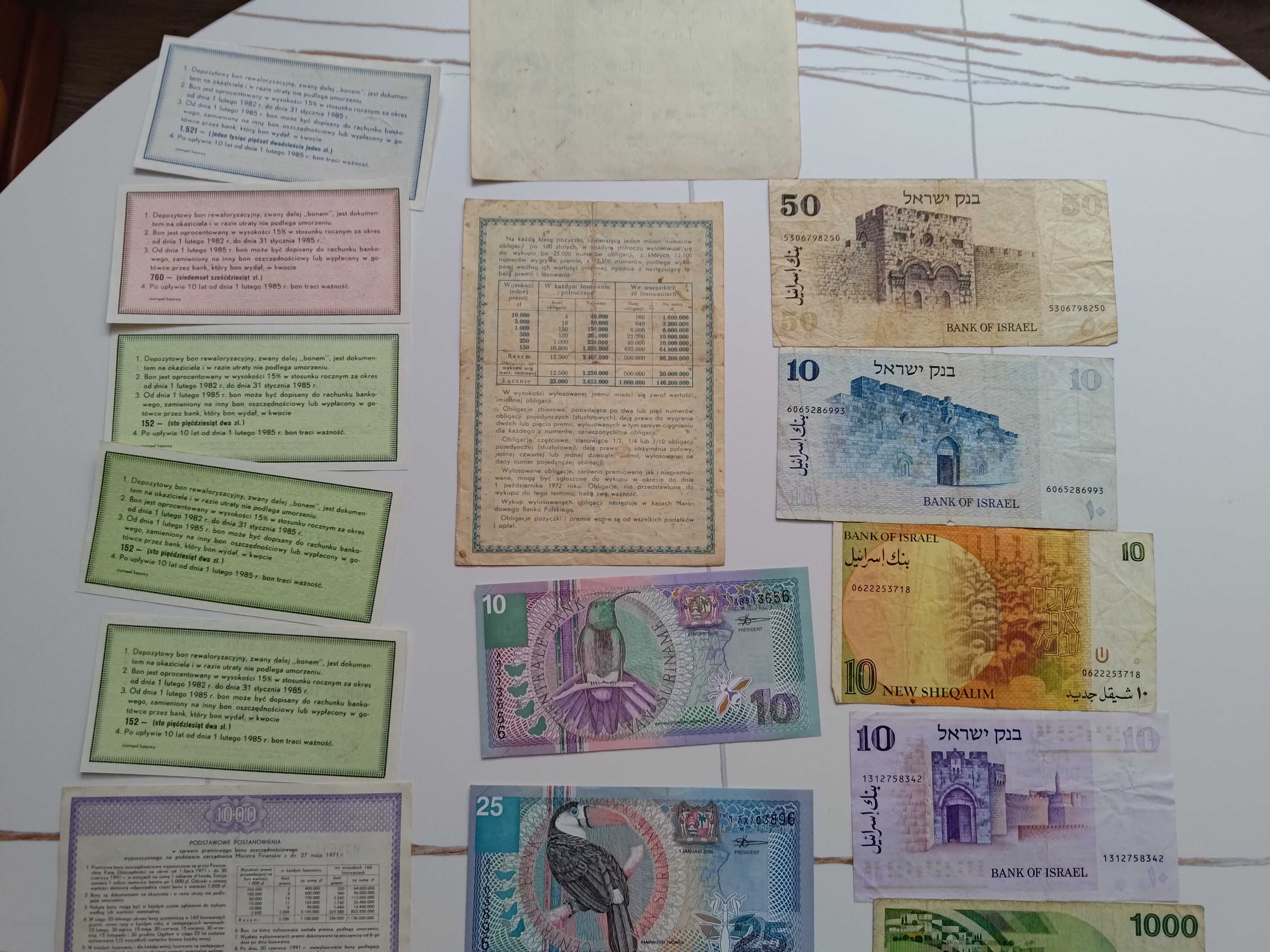 Zestaw banknotów kolekcjonerskich gulden korona szekle