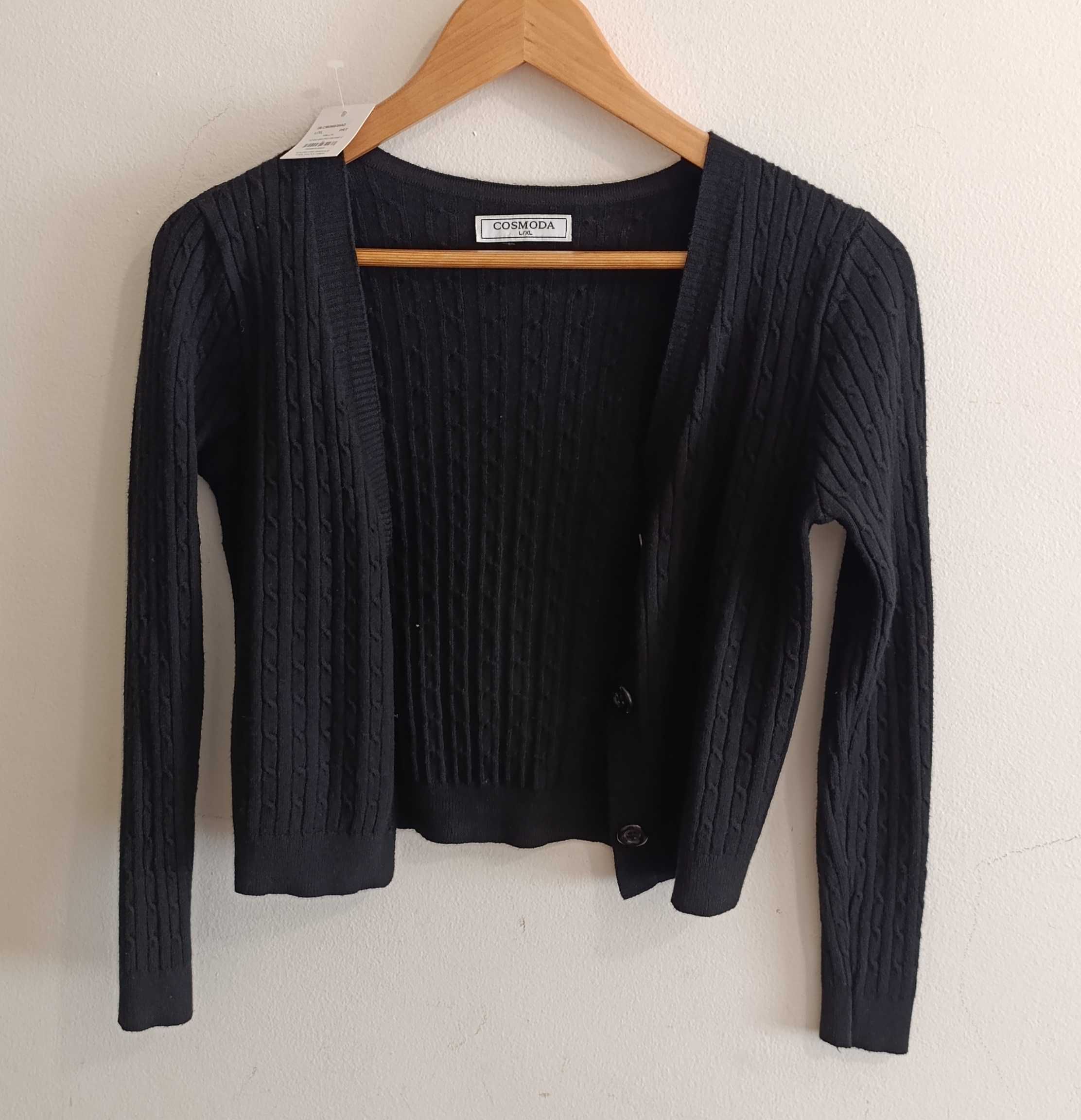 Casaco / Bolero, Malha Trabalhada preto - Novo e com etiqueta Tam- M/S