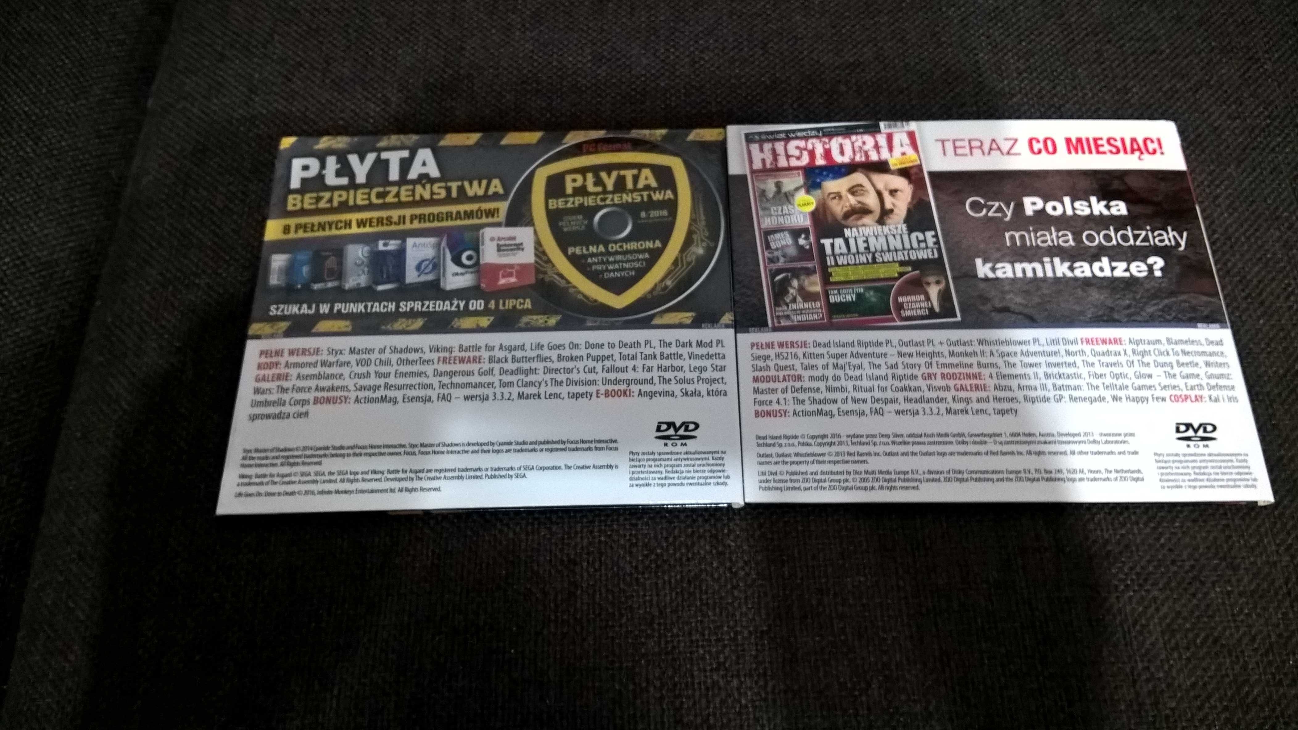 gry gra DVD CD-ACTION rok 2016: płyty nr 251, 253, 255-263