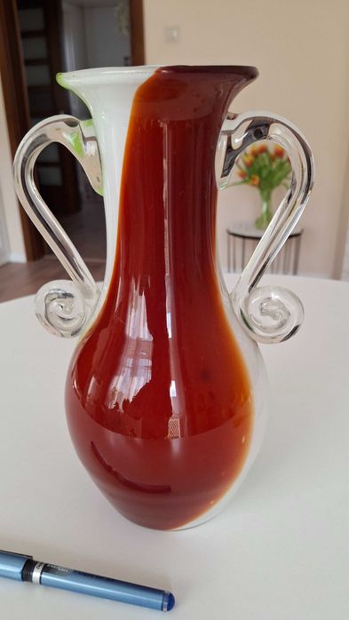 Wazon z uszami, trzy kolory, Huta Tarnowiec, unikat