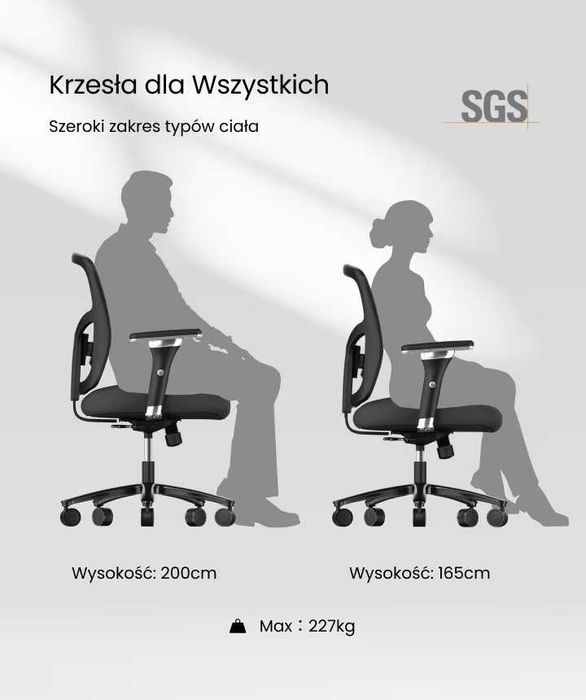 Nowy fotel biurowy /krzesło komputerowe /227kg /C3 / regulowany !K511!