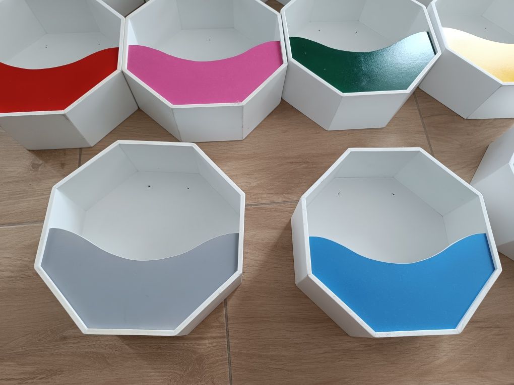 Kubiki, półki hexagony na ściane 11szt