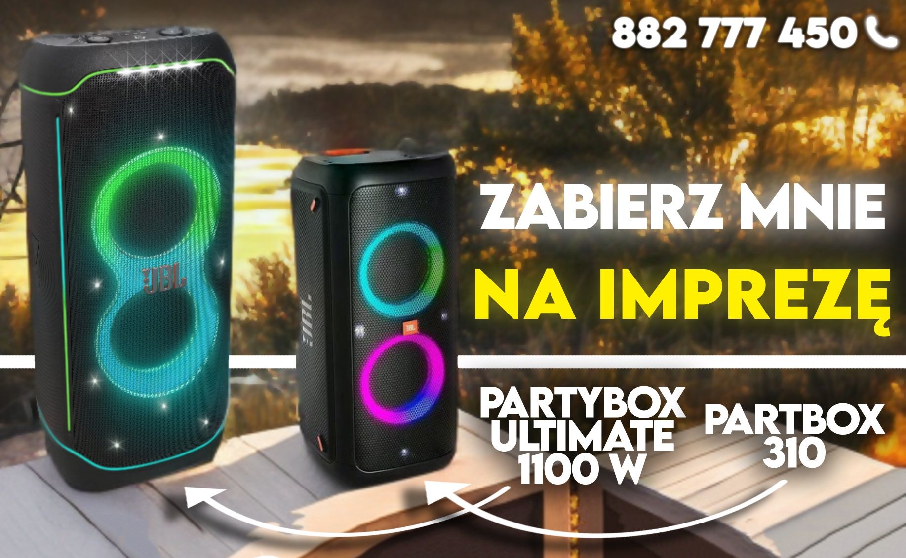 Wynajem głośnika JBL PartyBox 310+2 mikrofony do karaoke / OŚWIETLENIE