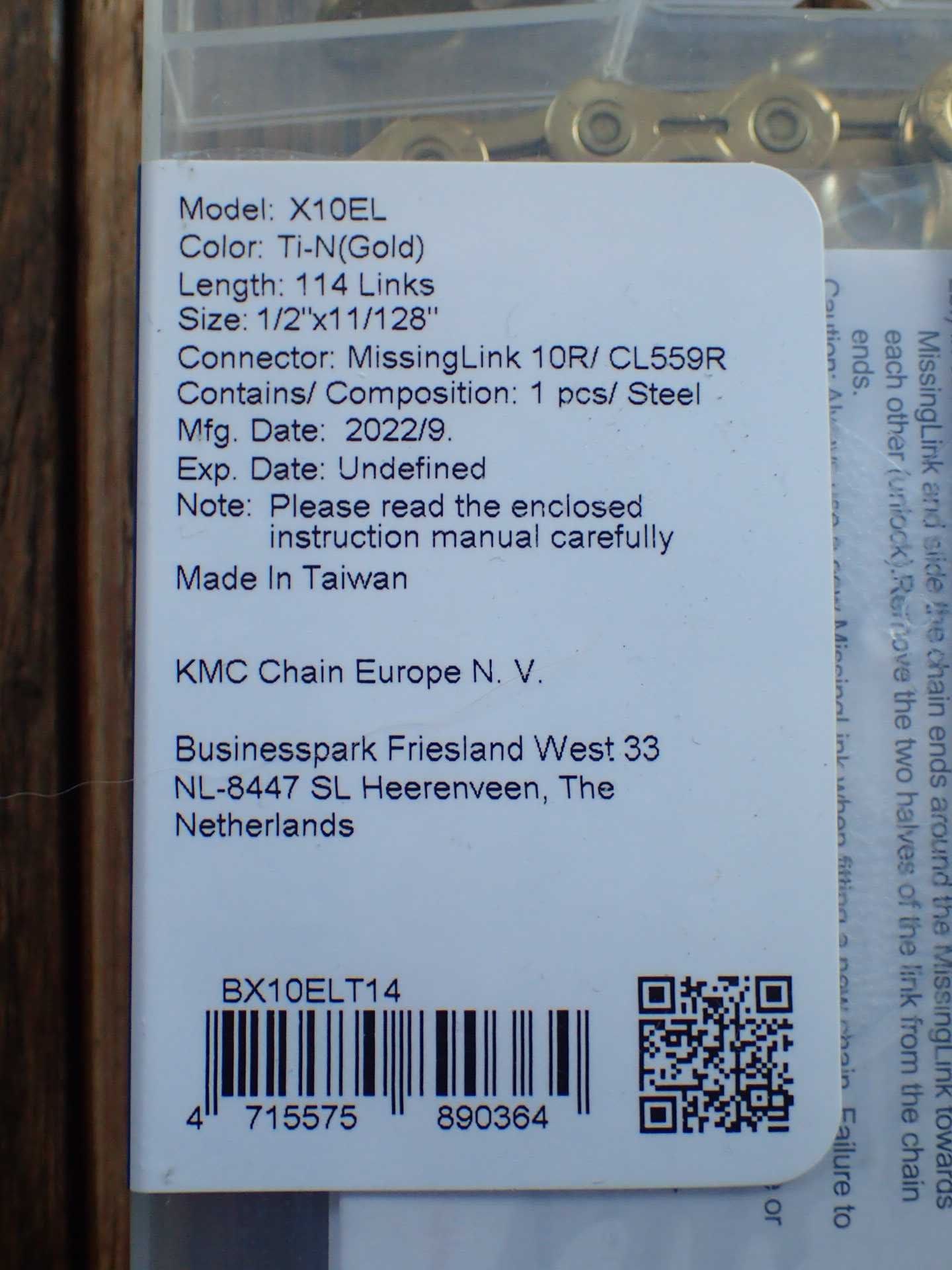 nowy łańcuch KMC x10el złoty box 10-rzędowy extra light