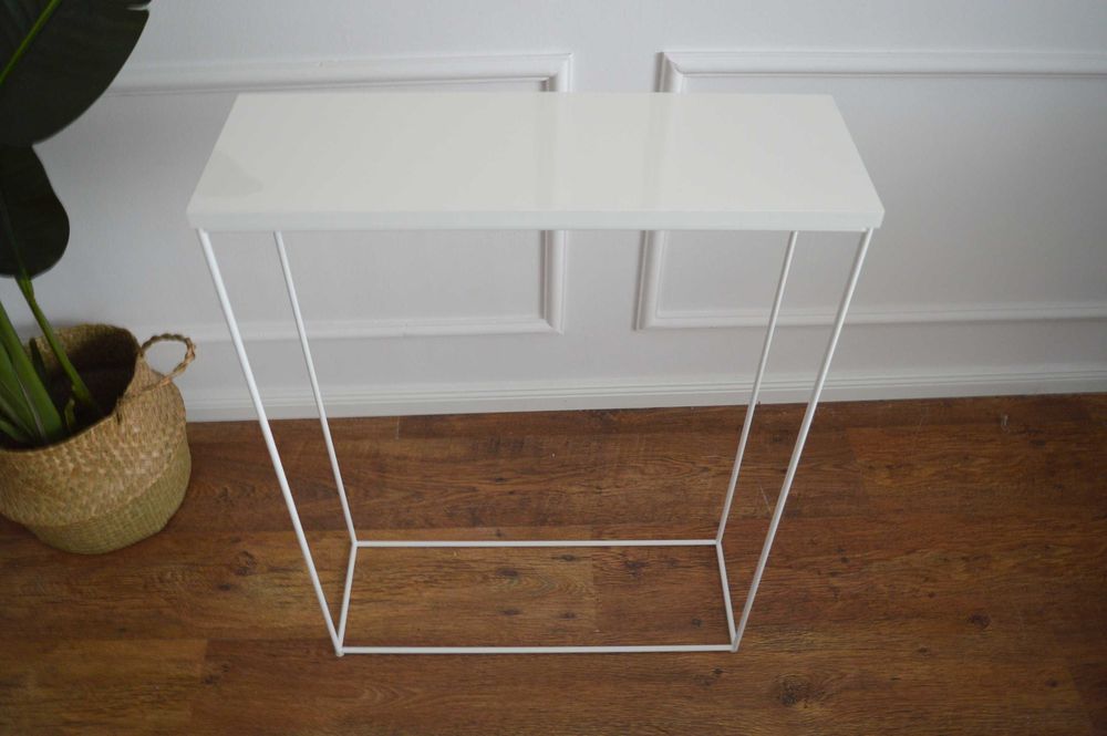 Nowoczesna Konsola Toaletka Loft 60x20x80 Biała+Biały Połysk