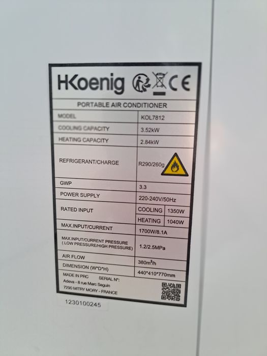 Ar condicionado portátil HKoenig 12000btu