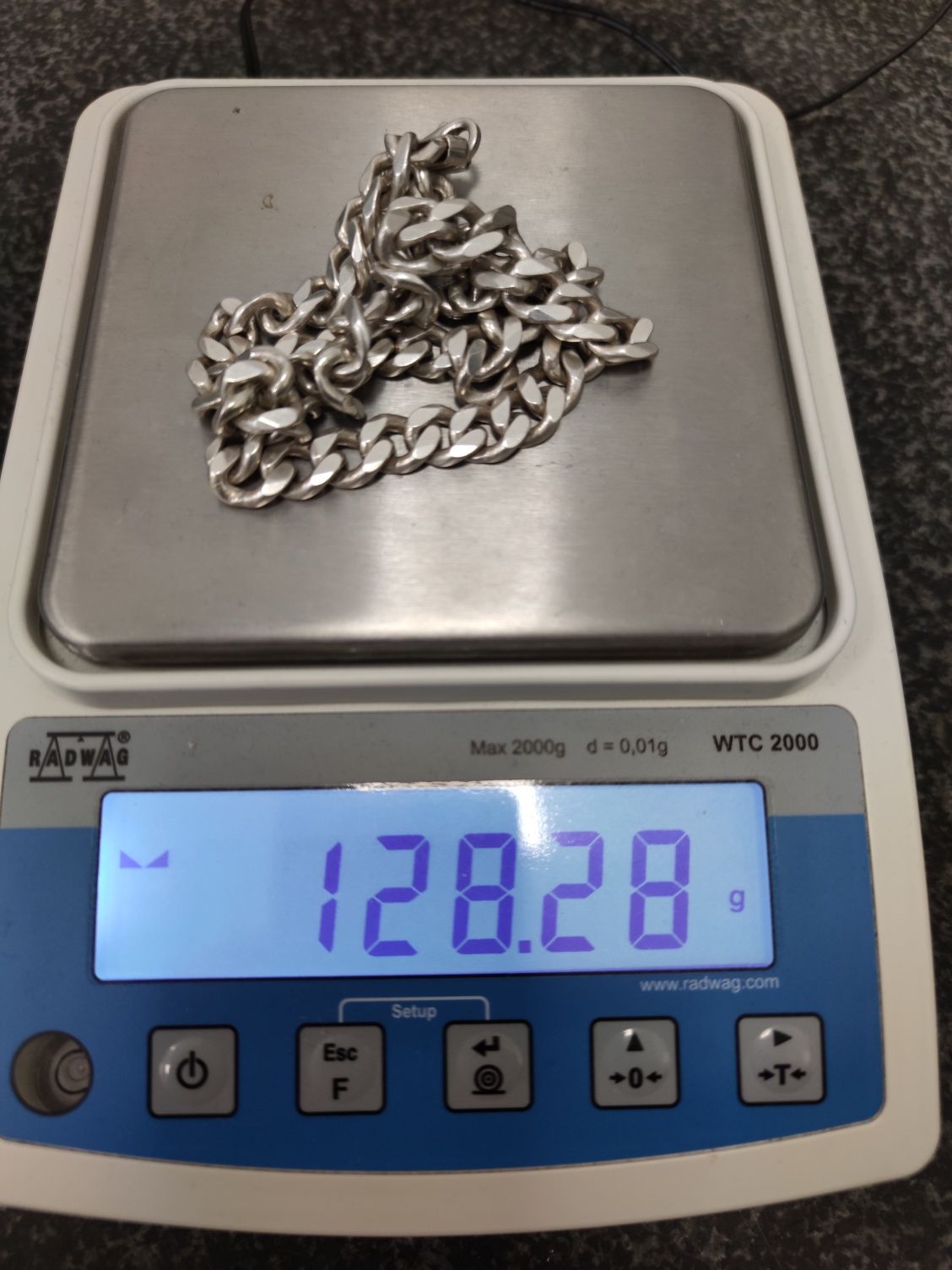 Gruba, ciężka pancerka srebro 128.2 grama 57cm