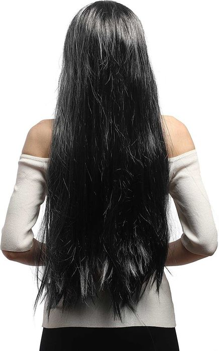 WIG ME UP długa peruka czarna z pasemkami 85 cm