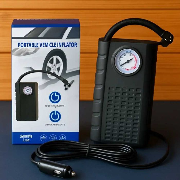 Портативный автомобильный насос компрессор от прикуривателя 12V