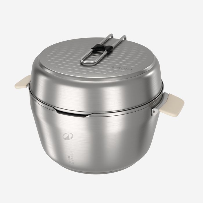Conjunto de cozinha 900 XL de campismo em aço inox + antiaderente 4P