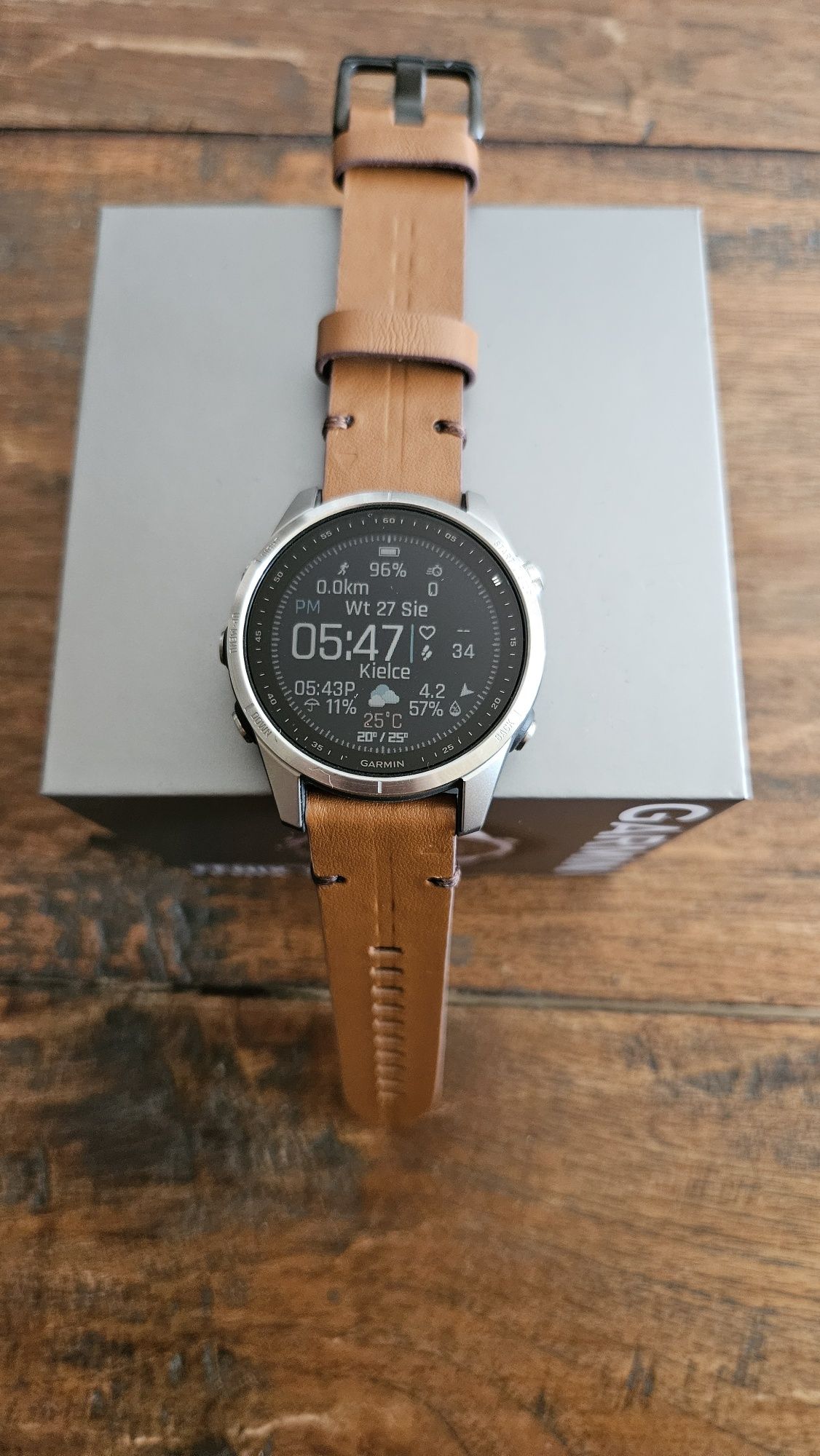 Pasek Garmin 20mm kolor brąz. Skóra Quick Fit