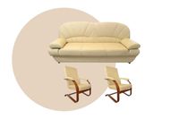Kanapa wersalka sofa + 2 fotele, zestaw, komplet, skóra naturalna