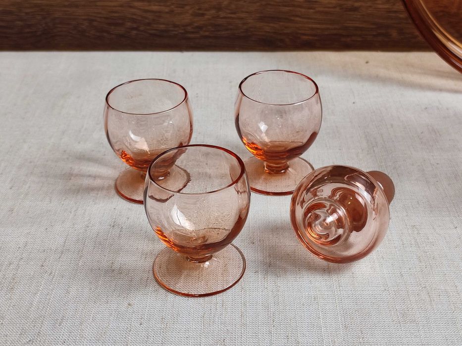 Karafka z kieliszkami + taca - huta Hortensja - lata 30