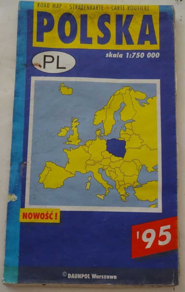 Polska - Mapa Drogowa Z 1995 Roku Skala 1 Do 750 000