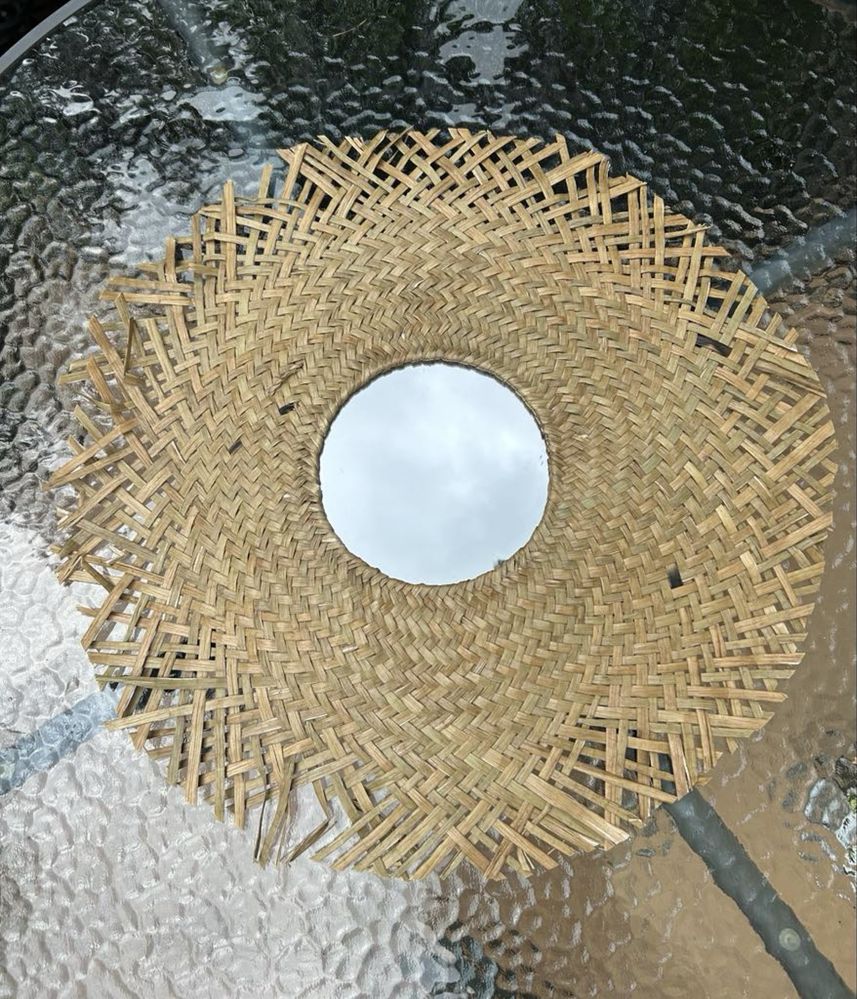 Nowe słomiane lustro boho Ikea 50cm okrągłe