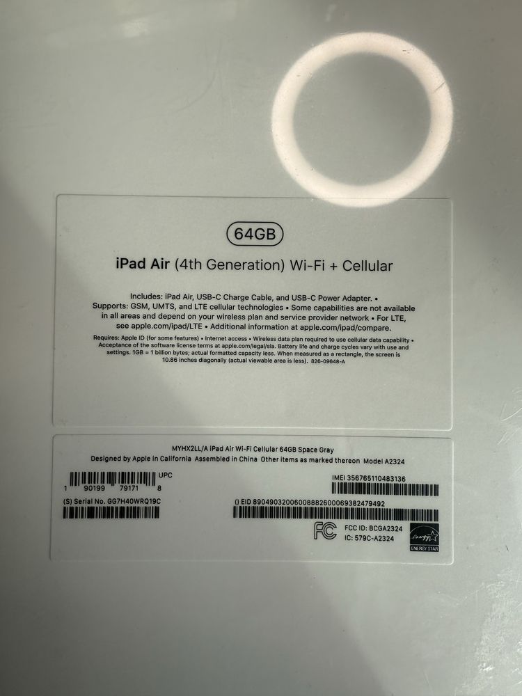 Планшет Apple iPad Air 2020 Wi-Fi + Cellular 64GB Space Gray MYHX2