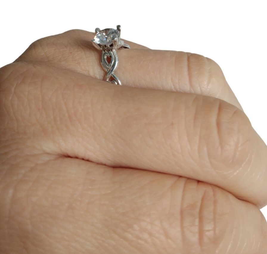 Srebrny pierścionek z cyrkonią serce nieskończoność srebro 925 rozm.12
